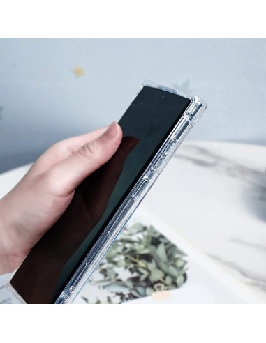 Transparent stöttåligt skal med kortfack, hålls från sidan, för Samsung S22 Ultra