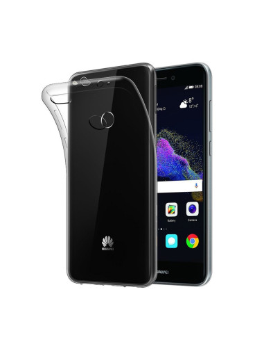 Genomskinligt TPU-skal monterat på en Honor 8 Lite med tydlig skärmvy