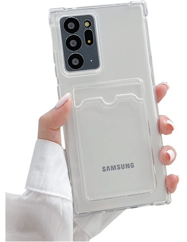 Samsung Note 20 Ultra med stöttåligt skal och kortfack i handen