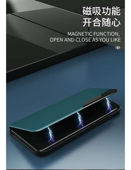 Öppet svart Smart View fodral för Samsung S8 med magnetisk stängning och skärm synlig