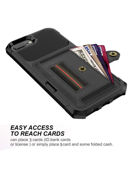 iPhone 6 Plus / 7 Plus / 8 Plus Stöttåligt Skal med Kortfack Solid V5