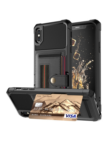 iPhone XS Max Stöttåligt Skal med Kortfack Solid V5
