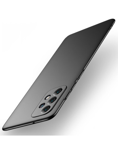 Mattsvart skal för Samsung A53 5G, sett från sidan med fokus på den tunna profilen
