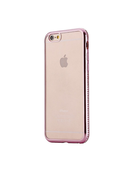 iPhone 6S Plus skal i rosenguld med strasskant, sedd bakifrån