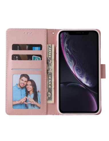Plånboksfodral för iPhone XR med öppet lock, kortfack och fotoinsats