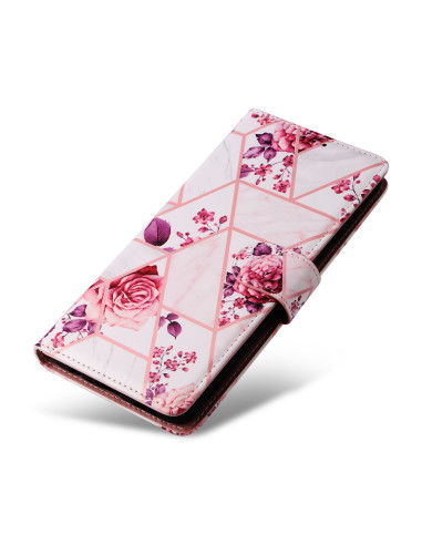 Plånboksfodral Sparkle för Samsung A13 5G med geometriskt blommönster, stängt och i tre dimensioner