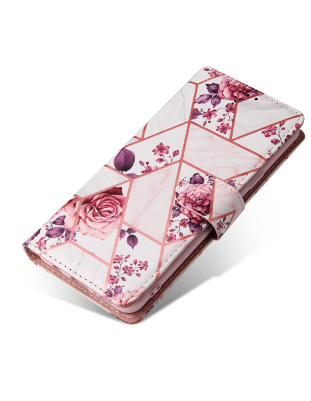 Plånboksfodral för Samsung S9 Plus med geometriskt mönster och blommor, stängd vy