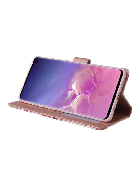 Samsung S10 Plus plånboksfodral öppet med telefon insatt, visande skärm och kortfack