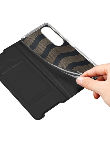 Xperia 1 IV Flipfodral Skin Pro med kortfack, öppet med mönstrad insida