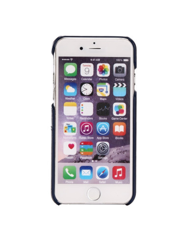 iPhone 8 Plus med svart korthållarskal, sett framifrån med skärm synlig