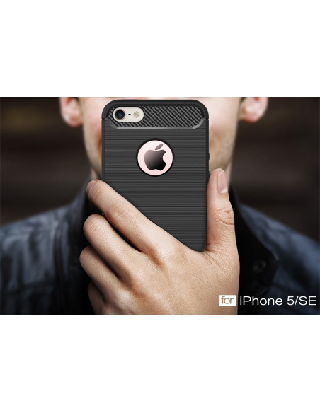 iPhone 5/5S/SE | Stöttåligt Skal SlimCarbon® inkl. Skärmskydd