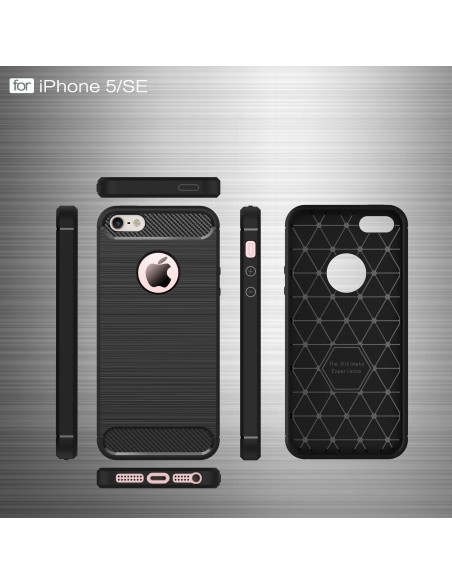 iPhone 5/5S/SE | Stöttåligt Skal SlimCarbon® inkl. Skärmskydd