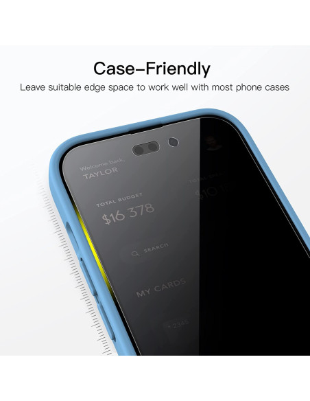 2-PACK iPhone 14 Pro Privacy Härdat glas 0.26mm 2.5D 9H