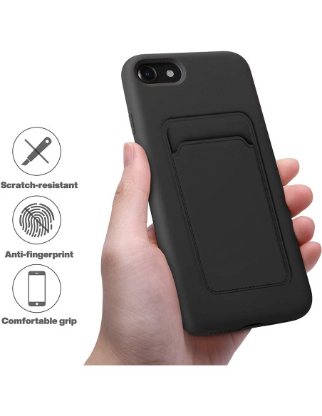 iPhone 7 / 8 / SE (2020 &amp; 2022) Gummibelagd Stöttåligt Skal med Kortfack Liquid