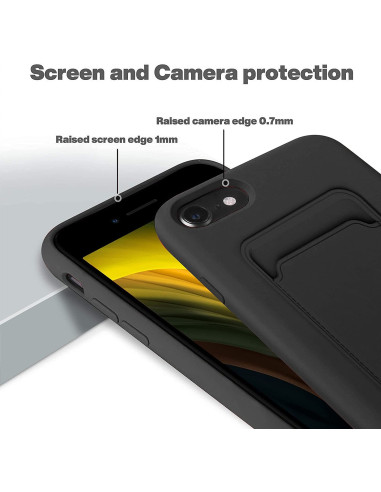 iPhone 7 / 8 / SE (2020 &amp; 2022) Gummibelagd Stöttåligt Skal med Kortfack Liquid