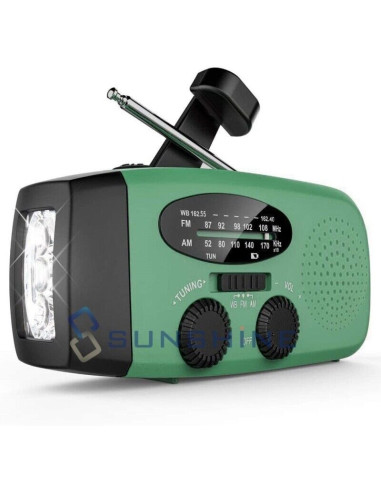 Vevradio med Solceller Ficklampa - 1200mAh Powerbank