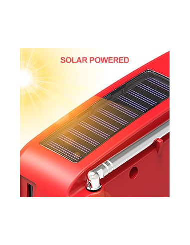 Vevradio med Solceller Ficklampa - 1200mAh Powerbank