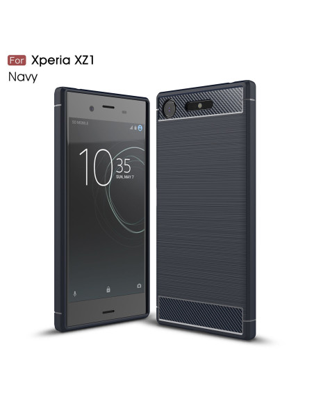SlimCarbon-skal i svart för Xperia XZ1 Compact, visat från sidan med texturerad yta