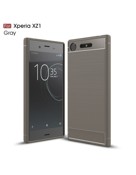 SlimCarbon-skal i svart för Xperia XZ1 Compact, visat framifrån med upphöjd ram