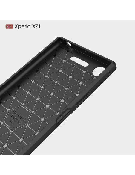 Inuti SlimCarbon-skal för Xperia XZ1 Compact med mönstrad insida och knapputskärningar