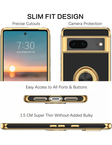 Google Pixel 7 Elegant &amp; Stöttåligt Skal med Ringhållare Flawless