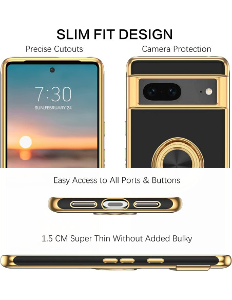 Google Pixel 7 Elegant &amp; Stöttåligt Skal med Ringhållare Flawless