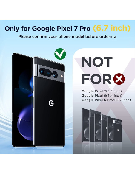 Google Pixel 7 Pro skal i transparent TPU, visat från sidan med telefonens baksida och kamerautskärning