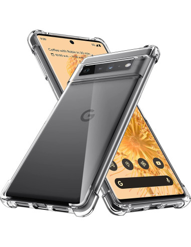 Transparent skal för Google Pixel 7 Pro med förstärkta hörn, visat från sidan