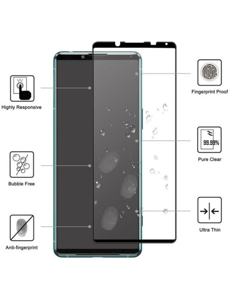 Detaljvy av Xperia 5 IV Härdat Glas med information om funktioner och egenskaper