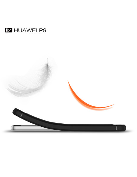 SlimCarbon-skal för Huawei P9 Lite i svart, visat från sidan med mjuka linjer