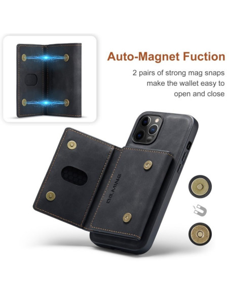 8-FACK iPhone 14 Pro Stöttåligt Skal med Magnetisk Korthållare DG.MING Detach