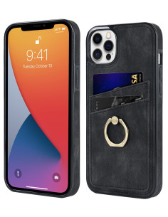 iPhone 12 / 12 Pro Mobilskal med Korthållare Retro V4