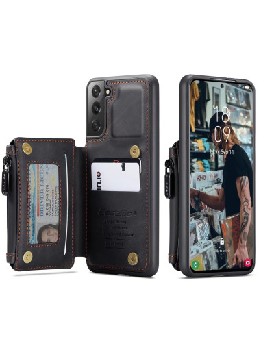 Samsung S22 Plus Skal Korthållare &amp; Dragkedja 4-FACK CaseMe Flippr
