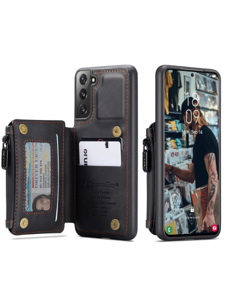 Samsung S22 Plus Skal Korthållare &amp; Dragkedja 4-FACK CaseMe Flippr