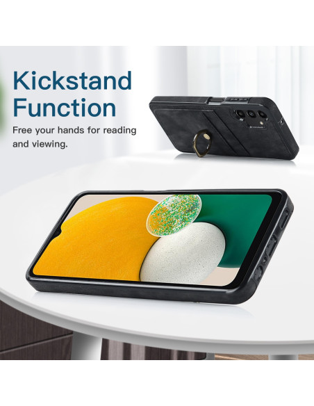 Mobilskal för Samsung A13 5G med korthållare, visad med kickstand-funktion på ett bord