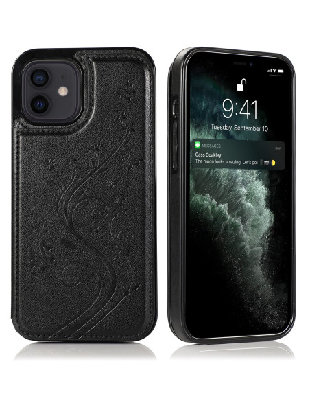 iPhone 12 Mini Stöttåligt Skal Korthållare 3-FACK Flippr V2 Svart