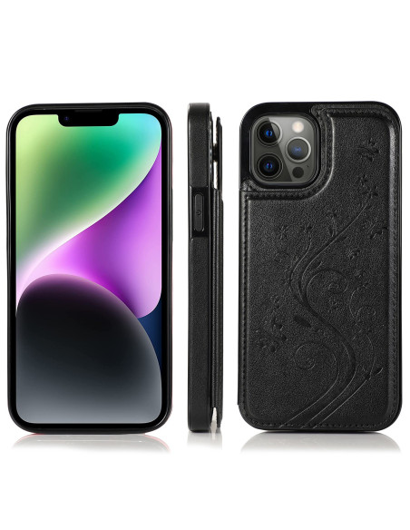 iPhone 13 Pro Stöttåligt Skal Korthållare 3-FACK Flippr V2 Svart