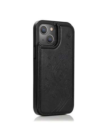 Svart Flippr V2-skal för iPhone 14 Plus med tre korthållare, sett bakifrån