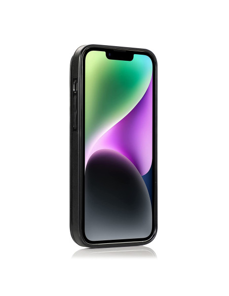 Svart Flippr V2-skal för iPhone 14 Plus, sett framifrån med färgglad skärm
