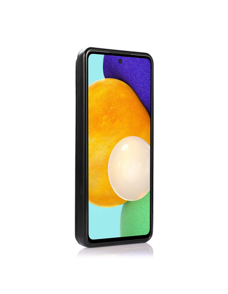 Samsung A53 5G skal i svart, visat i profil med färgglad bakgrund
