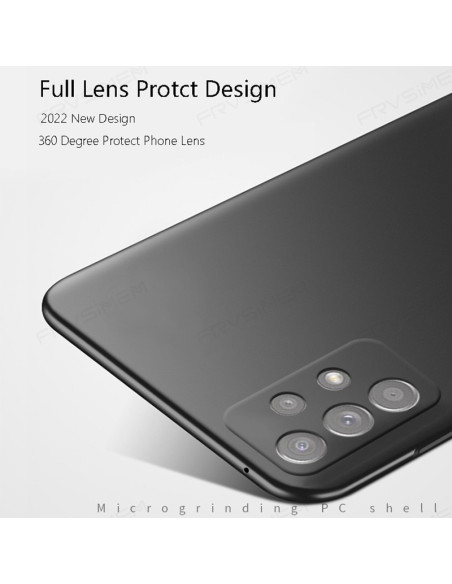 Närbild av det mattsvarta skalet för Samsung A13 4G, med fokus på kamerautskärningen
