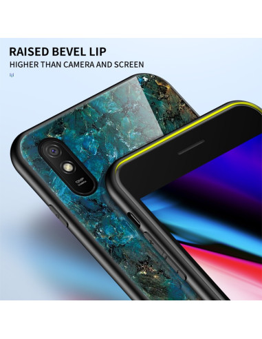 Redmi 9A Marmorskal 9H Härdat Glas Baksida Glassback V2