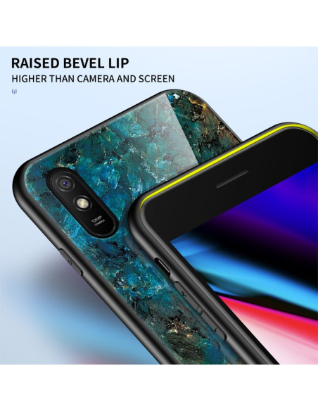 Redmi 9A Marmorskal 9H Härdat Glas Baksida Glassback V2