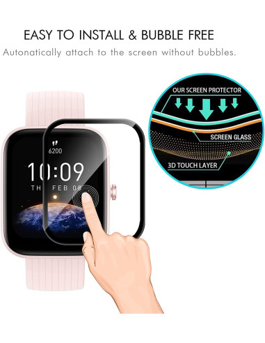 [2-PACK] Amazfit Bip 3 / 3 Pro Härdat Glas FullFrame 3D 0.2mm 9H