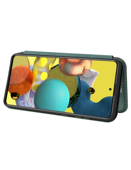 Samsung A13 4G flipfodral i svart med kortfack, öppet för visning av skärmen