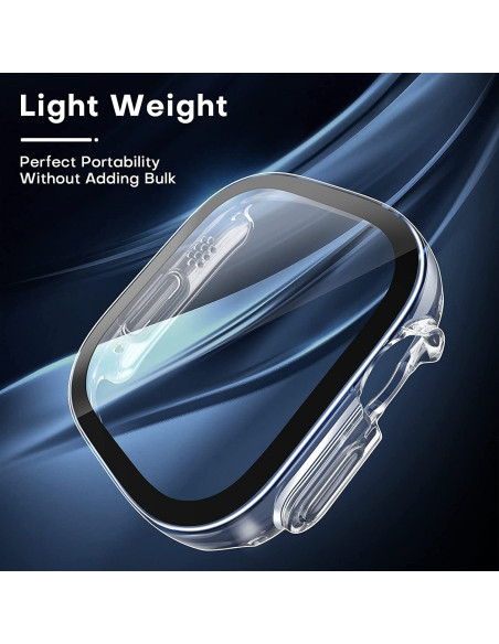 2-PACK Apple Watch 49mm Ultra Stötdämpande Skal 9H Härdat Glas 2in1 Transparent