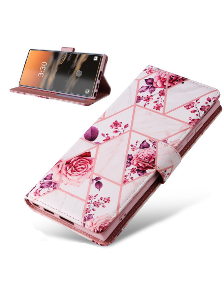 Plånboksfodral för Samsung S23 Ultra med blommönster och stativfunktion