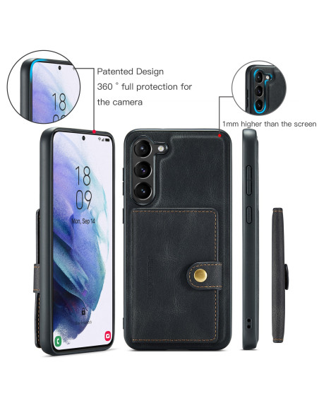 Svart JeeHood skal för Samsung S23 Plus, visat från sidan med korthållare öppen