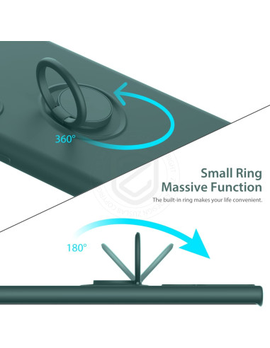 Närbild av ringhållaren på Samsung S22 Ultra skal, visar roterande funktion och design