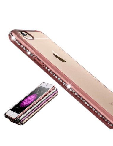 Transparent mjukt skal med strass för iPhone 8, sedd från sidan
